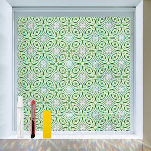 Window Privacy Film with Installation Tools Home Decorative Colored Glass Window Stickers Reusable electrostatic Rainbow Stickers (GeoRainbow, 45.2 x 78.7 in)