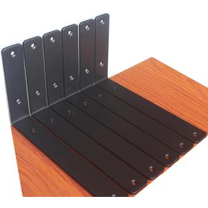 6 Pack - L 11" x H 6" x W1.5, 5mm Thick Black L Shelf Bracket, Iron Shelf Brackets, Metal Shelf Brackets, Floating Shelf, Shelf Supports with Screws