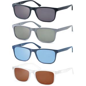 Large Reading Sunglasses Mens Wide Readers Sunglasses +2.25 Lightweight Oversized Sun Readers for Men w/Big Head, 4 Pack
