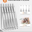 30PCS Silver Metal Mechanical Pencil Set in Leather Case, 0.5/0.7/0.9/2.0mm Art Drafting Pencils with 16 Tubes Graphite Leads (6B 4B 2B HB 2H 4H) & Colored Refills for Sketching, Drawing, Writing