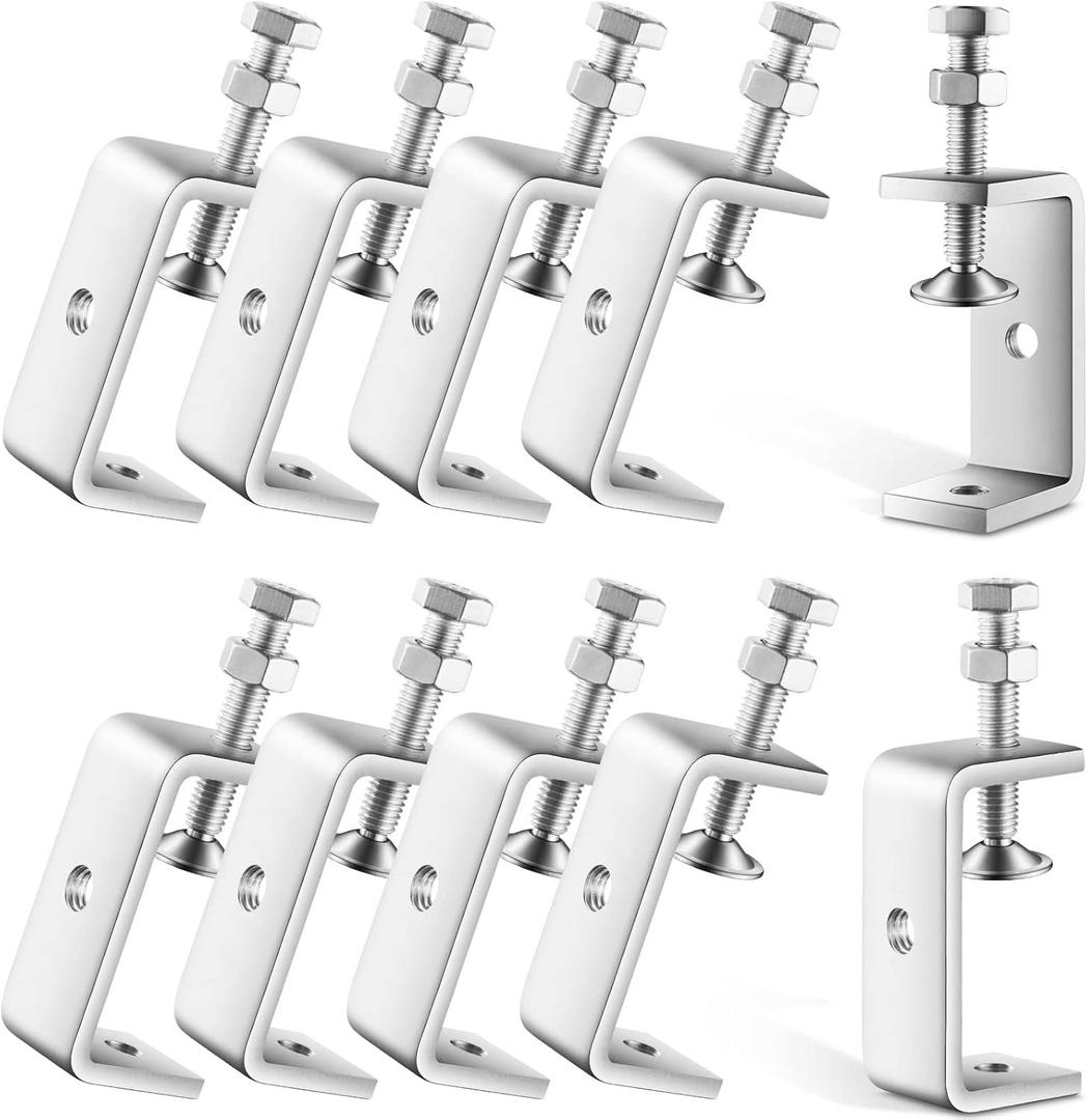 10 Pcs 304 Stainless Steel C Clamp Mini Tiger Clamp 1Inch Heavy Duty Metal U Clamps with Stable Wide Jaw Opening for Mounting Metal Working Woodworking(10 Pcs, 2 9/16 Inch)
