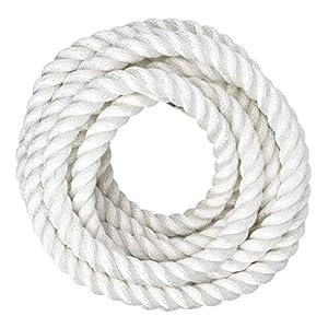 SGT KNOTS Twisted Nylon Rope  Heavy Duty All Purpose Utility Cord for Indoor & Outdoor Use, Medium Stretch  Ideal for Towing, Dock Lines, Crafts, Camping, Survival Gear (1.25" x 50 ft - White)