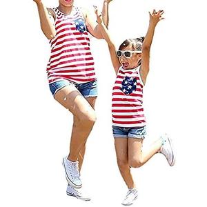 Noubeau 4th of July Mommy and Me American Flag Striped Stars Tank Tops Cami Vest Sleeveless Shirts S 80