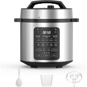 Sweetcrispy 6 QT Electric Pressure Cooker 12-in-1 Multi Electric Cookers, Rice Steamer Yogurt Maker Stainless Steel, New Sliver (6 Quarts, Silver&Black)