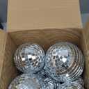 MTLEE 20 Pcs Disco Balls Decoration Mirror Disco Ball Assorted Silver Mini Glass Different Sizes Reflective with Rope for 70s Wedding Dance Music(4, 3. 2, 2 Inch)