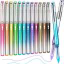 12 Colors Liquid Ink Rollerball Pens For Journaling, 0.5mm Fine Point Bible Pens, No Bleed and Quick-Dry, Smooth Writing Gel Pens for Bullet Journal and Taking Notes