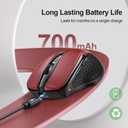 TECKNET Wireless Mouse (BT5.0/3.0 & 2.4G) Rechargeable 4800 DPI Silent USB A & Bluetooth Mouse 6 Buttons, Wide Compatibility - Red