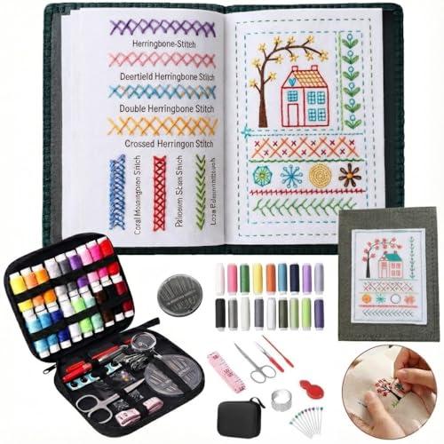 Nyrvexa 2026 New Embroidery Stitch Book Kit,Comes with a Complete Toolkit and Instructional Tutorial,Portable All Scenario Embroidery Stitch Book for Beginners and Enthusiast