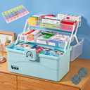 Household Medicine Box/Cabinet with a 7-Day Large Pill Organizer (three times a day) and a six-grid Pill Organizer, Large Capacity, Three-Tier Storage Area