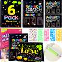 JMMICO 6 Packs Rainbow Scratch Notebook, Goodie Bags Stuffers for Kid, Scratch Art for Kids with Reusable Cleaner Tool, Arts and Crafts for Kids 4-8-12, Gifts for 4 5 6 7 8 9 Year Old Girl Boy