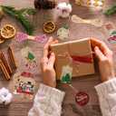 7 x Christmas Tags for Gifts, 15 Designs Kraft Paper Christmas Gift Tags with String Hanging Name Tag Labels for Christmas Gift Wrap, DIY Arts and Crafts, Christmas Party(2 x 3.5 Inch)