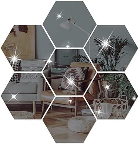 DIY Wall Decals Acrylic Mirror Sticker Set, Hexagon Mirror Wall Stickers for Living Room Bedroom Decor (Black)