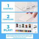 Tapeera Tabletop Stackable Minifigure Display Case Holds Up to 72 Minifigures Or Mini Block Sets - Acrylic Display Case for Figures Compatible with Major Brands - Minifig Shelf Organizer (White Base)