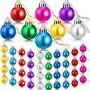 Sumind 48 Pieces Christmas Ball Ornaments Mini Shiny Multicolor Ball Ornament Xmas Miniature Tree Decorations for Christmas Tree Party Holiday Decor(Multicolored, 1.2 Inch)