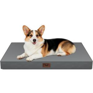 Outdoor Orthopedic Dog Bed, Waterproof Dog Bed for Large Dogs 36x27 Inch, Egg Crate Foam Pet Mat with Washable Removable Oxford Cooling Cover, Grey