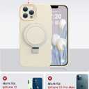 Liquid Silicone Case for iPhone 12 pro with Magnetic Ring Stand, Upgraded Camera Lens Protection, Mil-Grade Drop Shockproof, Anti-Scratch Microfiber Lining Silicone Case (Beige)