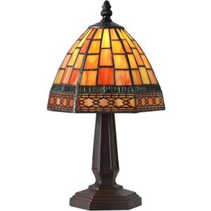 JONATHAN Y JYL8016B Carter Tiffany-Style 12" LED Table Lamp, Red/Yellow for Bedroom, Living Room, Kitchen, Home Office, Kids Room