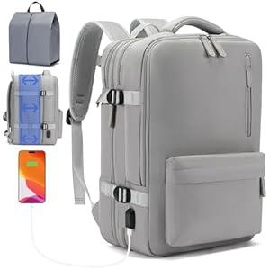 Amazon.com: Jaxin 2PCS Carry-On Backpack with Shoe Bag  180 Open, Expandable,40L,Fits 16 Laptop, USB Charging Port, Water-Resistant Travel Set for Work, School, or Air Travel (grey) : Electronics