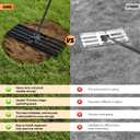 Saker Lawn Leveling Rake 30x10 Inch, Lawn Leveler Tool with 73-Inch Stainless Steel Handle, Heavy Duty Landscape Rake for Yard, Garden, Farm, and Golf Course - Black