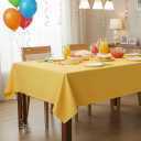 sancua Rectangle Tablecloth - 60 x 84 Inch - Stain and Wrinkle Resistant Washable Polyester Table Cloth, Decorative Fabric Table Cover for Dining Tables, Buffet Parties and Camping, Yellow