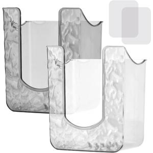 CALIDAKA 2Pcs Bathroom Wipes Holder, Kitchen Wipes Storage, Wall-Mounted Tissue Holder, Non-Slip Flushable Wipes Box, Wipe Container, Wipes Holder for Kitchen Bathroom (Clear+Clear Grey)