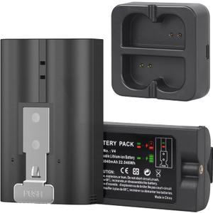 Ring Battery 2 Pack with Charger Station, 6040mAh Rechargeable Replacement Battery V4 for Ring-Video Doorbell 2/3/3plus/4, Stick Up Cam and Spotlight Cam (2 Pack Battery with Black Dock)