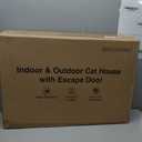 Heated Cat House for Outside, Waterproof Awning & Escape Door Heated Cat Houses for Indoor/Outdoor Cats in Winter, Elevated & Insulated Outdoor Cat Shelter for Feral Cat(Black Camo, 25.2"x16.5"x13")