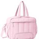 For Spirit Airlines Personal Item Bag 18x14x8 Puffer Travel Duffel Bag with Shoe Compartment Underseat Carry on Luggage Fit 15.6-Inch Laptop Gym Bag for Women Men (Pink)