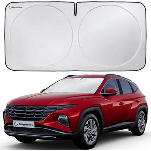 Magnelex Car Windshield Sunshade | Advanced Light-Blocking Protection | Foldable Sun Shade with Mirror Cut-Out Keeps Your Vehicle Cool | Fit for Cars, Trucks, and SUVs | Large (64 x 34 in)