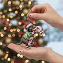 Cute Chocolate Lab Hugging Candy Cane 2D Flat Acrylic Ornament - Christmas Tree Decoration, Unique Animal Keepsake 2025