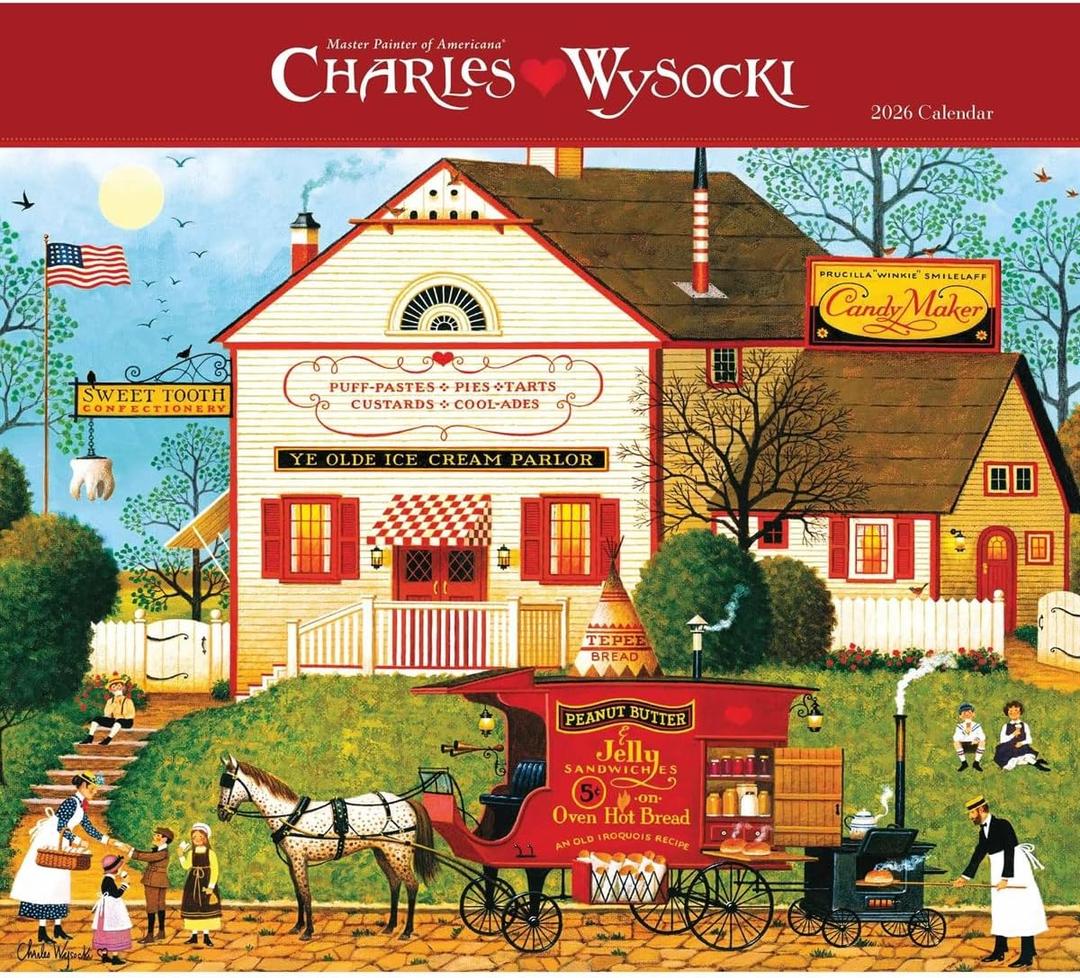 Carousel Calendars Charles Wysocki Americana Deluxe Wall Calendar 2026  Timeless Vintage Scenes, Premium Large Format Calendar Jan-Dec 2026, 12  14