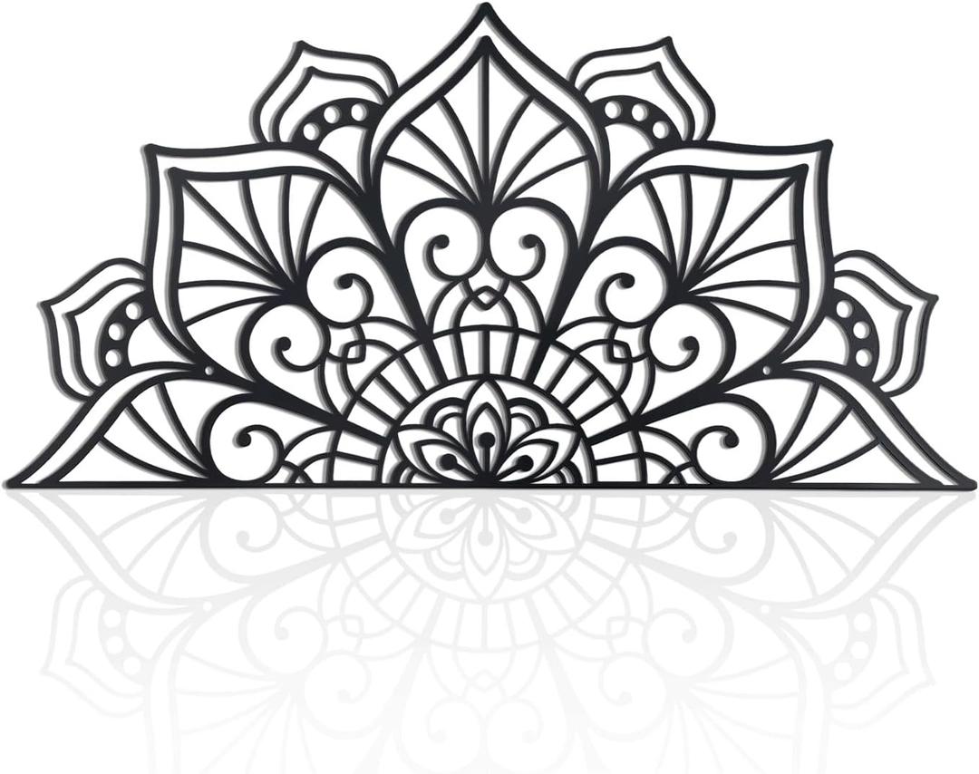 OYEFLY Metal Mandala Wall Art, Vintage Wall Decor (Black Medium)