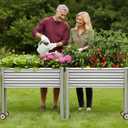 Land Guard 2 Pack Galvanized Raised Garden Bed with Legs & Wheels, 481832in Metal Elevated Raised Planter Box for Backyard, Patio, Balcony, 500lb Capacity, Silver