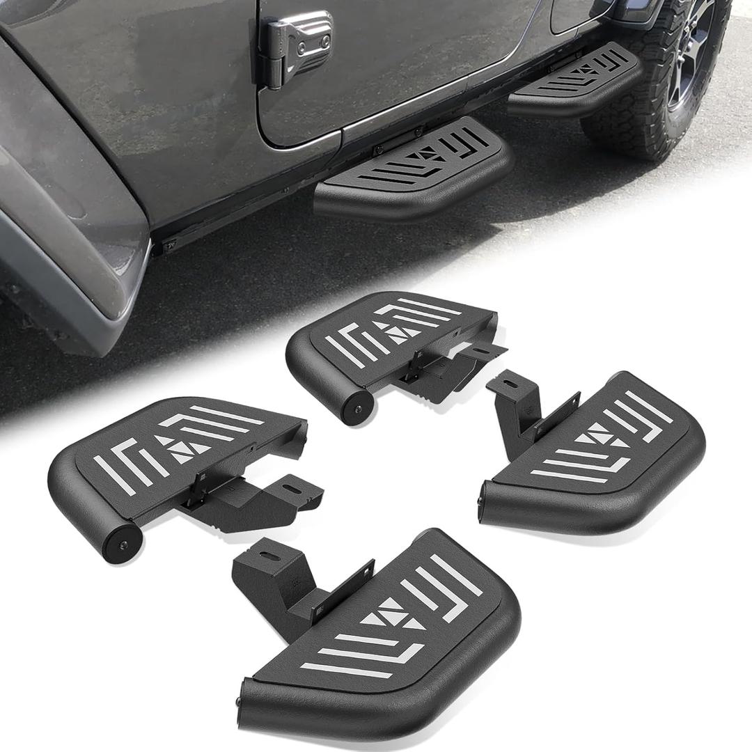 for JL Side Steps Small Running Boards Compatible with 2018-2026 Jeep Wrangler JL JLU Unlimited 4 Doors, Bolt-on Nerf Bars Heavy-Duty Steel Step Plates (4PCS, Black)