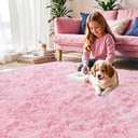 KCHOWUA Pink Fluffy Shag Rug for Bedroom Girls,6'x9' Machine Washable Plush Fuzzy Throw Large Area Rugs for Living Room,Modern Soft Cute Shaggy Furry Nursery Kids Baby Dorm Room Carpets
