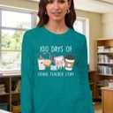100 Days of School Shirt Teacher School Days Long Sleeve Shirts Funny 100 Days Celebration Tee Tops (XL)
