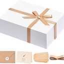 LIFELUM Green Gift Box 14"x8.5"x4.5" Christmas Gift Boxes with Lids for Presents for Anniversary Wedding Proposal Birthday Gift boxes with Shredded Filler Card Ribbon (White)