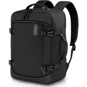 Sharper Image Travel Backpack for Men & Women 23L TSA Flight Approved Weekender Bag for Carry On Luggage, Fits 17 Laptop, Water Resistant Casual Daypack for Traveling, Black (Venture Collection)