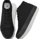 Men's White Canvas High Top Sneakers - Classic Lace-Up Walking Shoes, Light-Weight Soft Casual Tennis Shoes (11, Black)