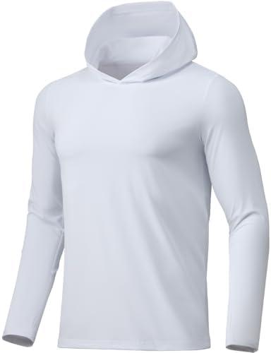 BANTREK Men Athletic Hoodies Long Sleeve Fishing Shirts UPF 50+ Sun Protection Dry Fit Wicking Hooded Running Shirts XXL