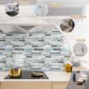 WOWSTAR 10-Sheet Peel and Stick Backsplash Tile for Kitchen, Back Splash Stick On Tiles for Kitchen Wall (Grey and Blue)
