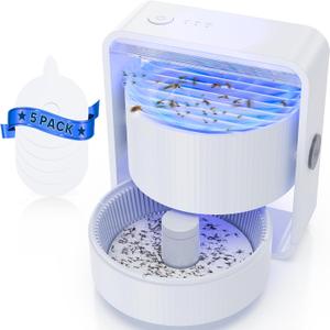Fruit Fly Traps for Indoors, Gnat and Insects Catcher for House with UV Light, Fan Suction, Ideal for Garage, Kitchen, Patio, Plant Pots, Bedroom, 5 Sticky Pads Included, USB-C Powered