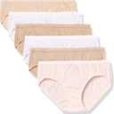 Hanes Ultimate womens 6-pack Breathable Cotton Hipster Panty (5, Soft Taupe, White, Nude, Light Buff, Nude Heather, Sugar Flower Sweet Dot)