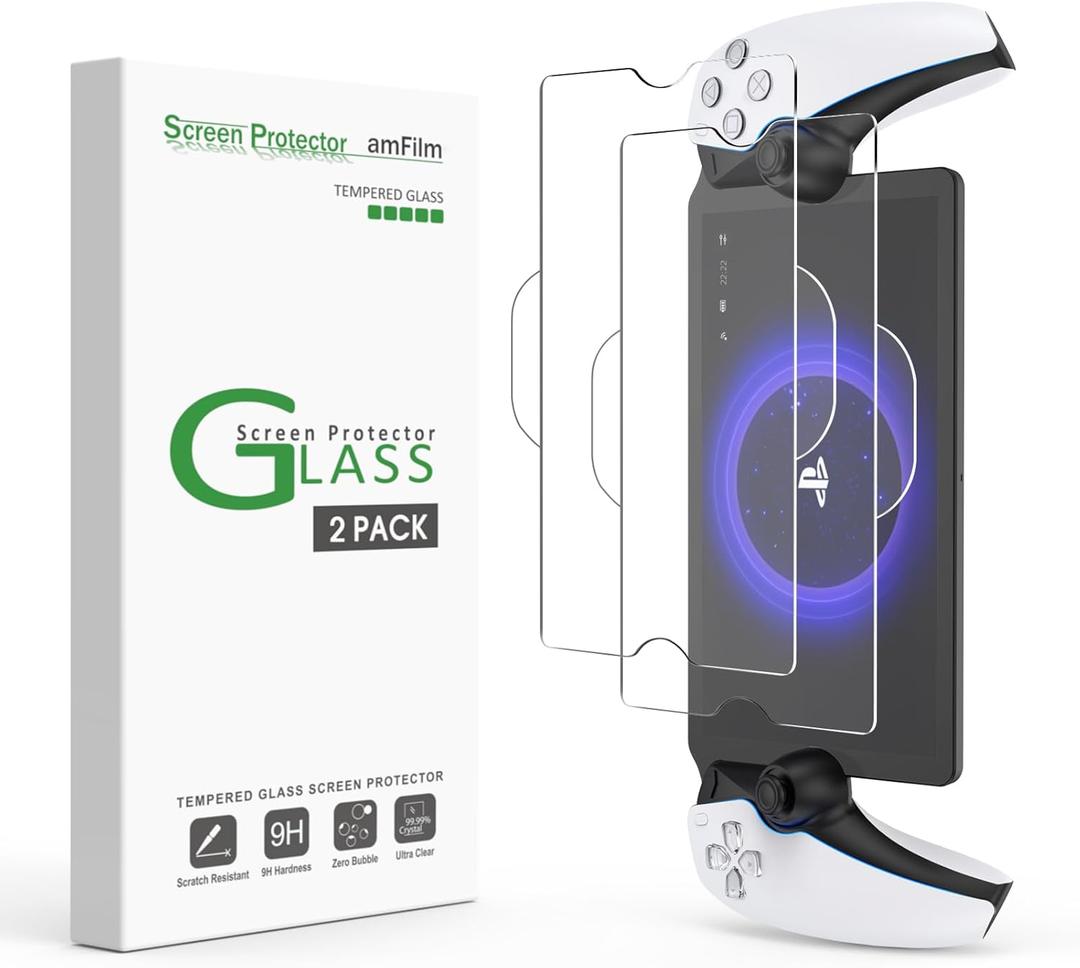 amFilm 2 Pack Screen Protector Tempered Glass for PlayStation Portal Remote Player 8 inch 2023 with Easy Installation Kit, Anti-Scratch, Anti-Fingerprint, Bubble Free