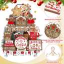 Christmas Gingerbread Wooden Tiered Tray Decorations Set Snowman Snowflake Gnome Truck Signs Farmhouse Christmas Table Decorations