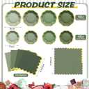 Vesici 144 Pcs Sage Green Party Plates with Napkins 9 Inch 7 Inch Paper Plates and Disposable Napkins with Gold Foil Border for Tea Birthday Bridal Baby Shower Wedding Party Supplies