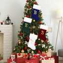 Eoocan 20 Inches Monogram Christmas Stockings White Velvet with White Super Soft Plush Cuff Embroidered Xmas Stockings Classic Personalized Stocking Decorations for Family Holiday Season Decor(Dad)