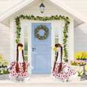 Spring Porch Goose Outfits Floral Dresses with Wig Lace Trim for 23" Cement Statue Outdoor Lawn Yard Decor