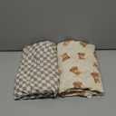 LifeTree Muslin Swaddle Blankets, Baby Swaddling Wrap Nursery Blanket Unisex, Soft 70% Viscose from Bamboo and 30% Cotton, Large 47 x 47 inches, Bear & Checkered Swaddle Blanket