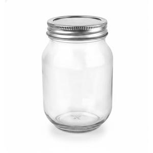 16 oz Glass Mason Jar with Airtight Metal Lid | 2.7" W x 5.2" H